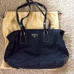 Black fabric Prada tote